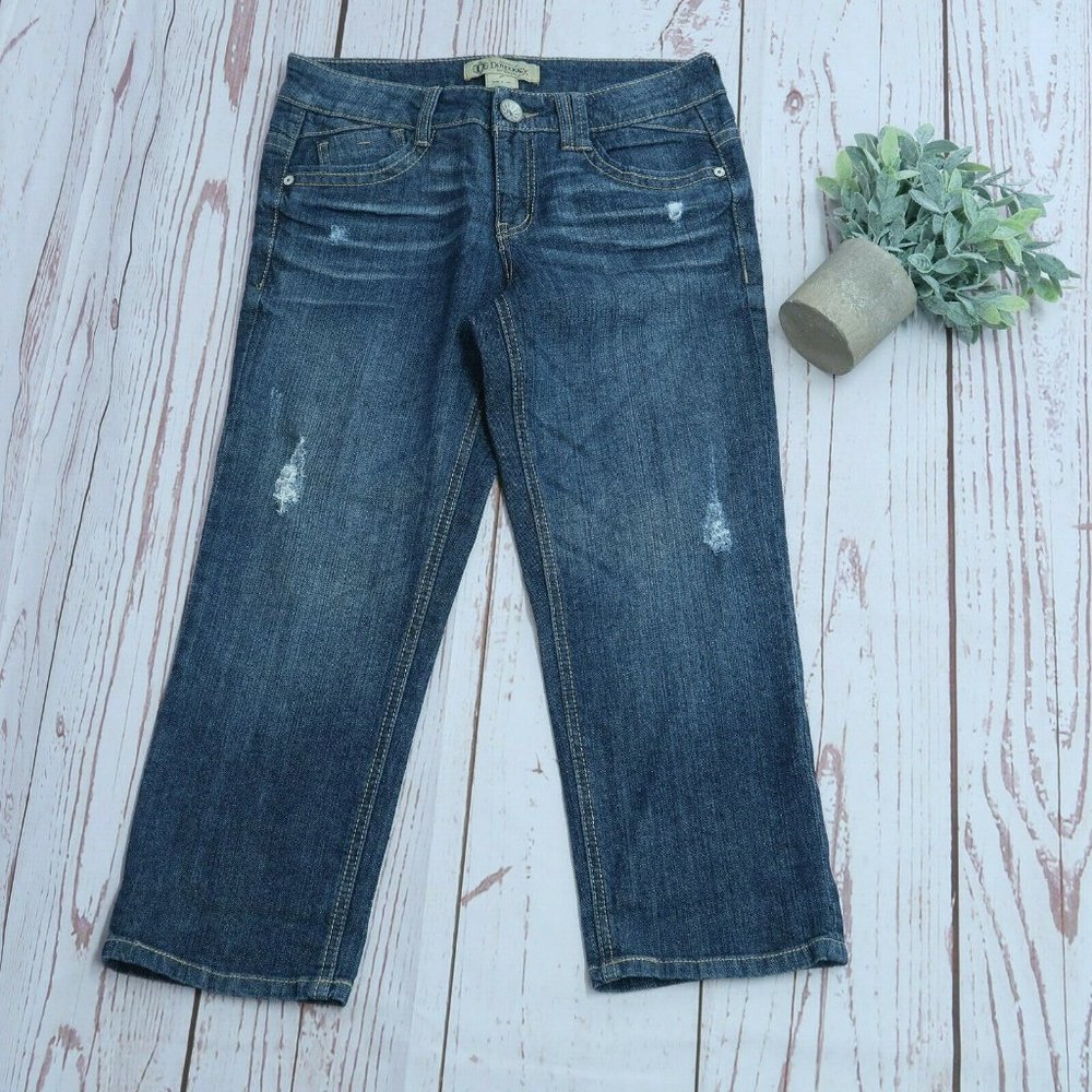 Declaration of Democracy Jeans Size 4 Cropped Distressed Embellished Pockets